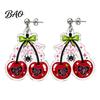 Gift for Girls Friends 1 Pair Acrylic Cherry Earrings Women, 2D Fruit Dangle Drop Spider with Web And Bow, Punk Jewelry Halloween Party Versatile