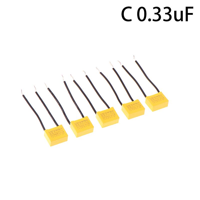 

5Pcs Ad K X2 Безпечна ємність Стрічка Лінія 0,15Uf 0,22Uf 0,33Uf 0,47Uf 250V-275V Корпус Гнучкий дротяний конденсатор для сенсорного перемикача 0.33uf