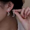 BELLA BOX New 925 Sterling Silver Needle Moon-shaped Stud Earrings For Women From Japan And South Korea