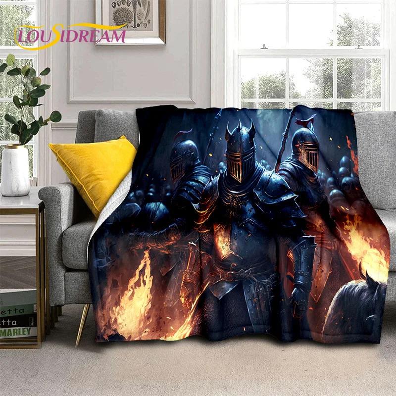 Knight Templar Cavalier Crusaders Cartoon Soft Flannel Blankets,Throw Blanket Comfortable Blanket for Picnic Beds Home Bedroom