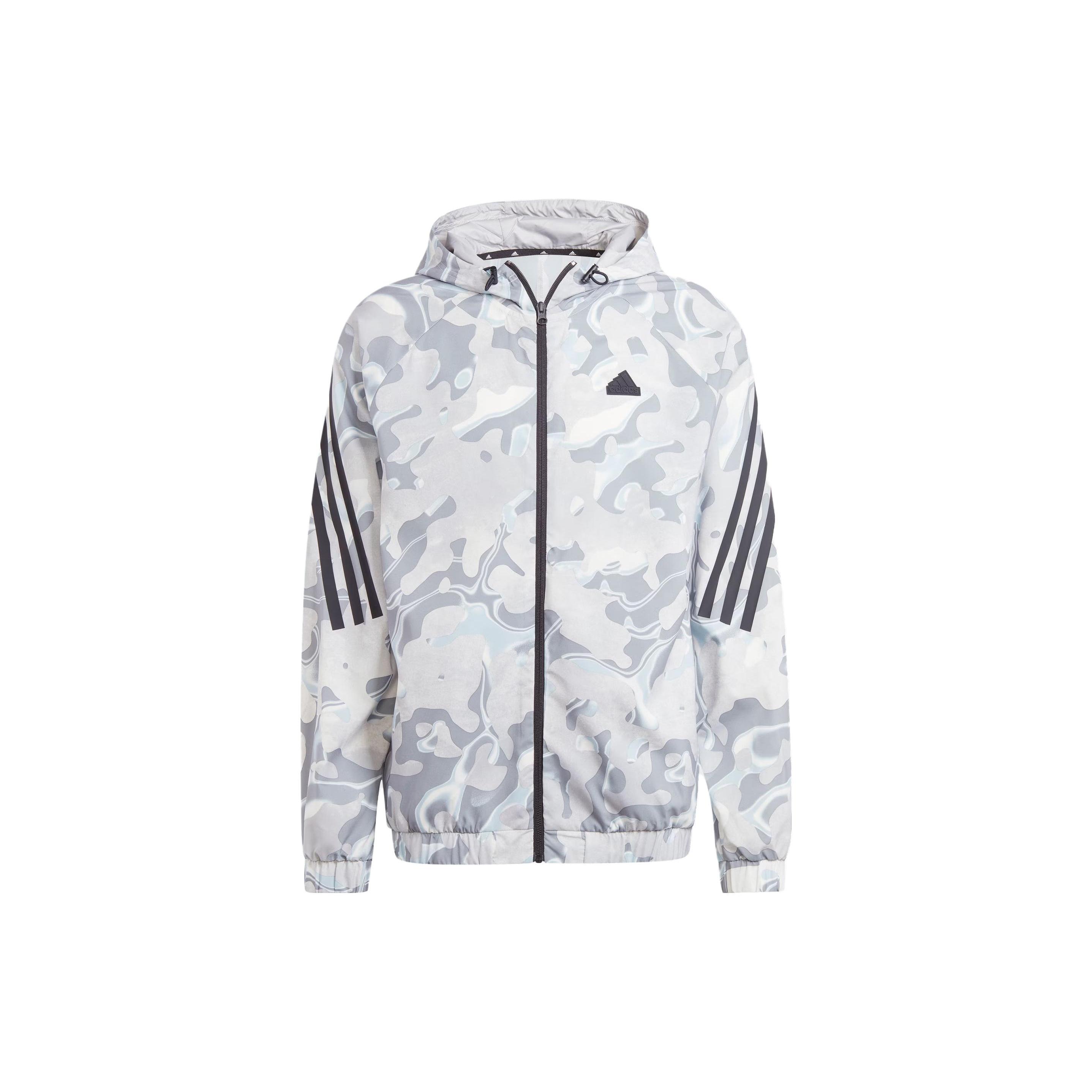 adidas Future Icons Allover Print Full-Zip Hoodie Jackets  White  Men s IB6124 S