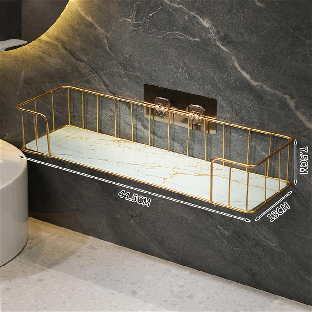 Toilet Table Wall Rack Without Punching Holes Bathroom Storage Rack Above The Toilet Marble Style Glass Plate Shelf Home Storage