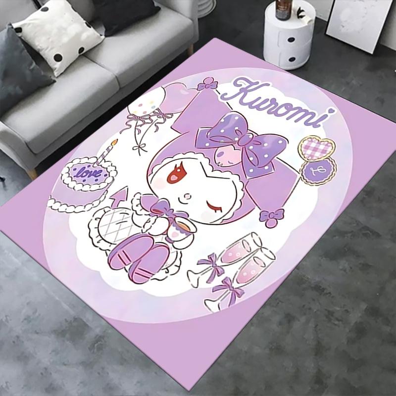 Office Rug Kuromi, Cute Anti-Slip Rug, Machine Washable for Living Room, Bedroom, Office, Multiple Sizes, Bedroom Mat, Decorative Mat, Durable Mat, Li