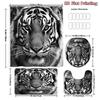 4Pcs Tiger Shower Curtain Set with Non-Slip Bath Mat, Toilet Lid Cover, Contour Rug & 12 Hooks, Bathroom Decor
