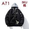 Mens Thickened Hooded Bomber Jacket With Letter Embroidery Streetwear Casual Winter Outerwear