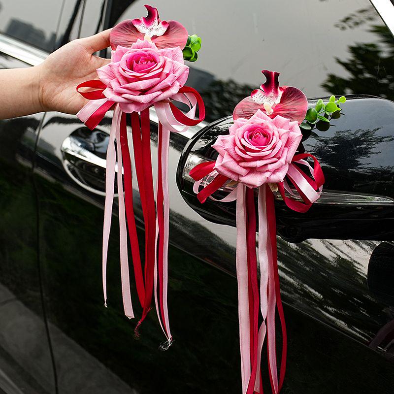 Complete Wedding Car Decoration Set: Pull Flowers & Ribbons