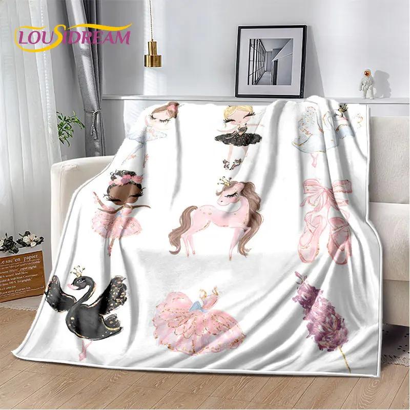 Cute Ballet Girl Ballerina Cartoon Soft Plush Blanket,Flannel Blanket Throw Blanket for Living Room Bedroom Bed Sofa Picnic Kids