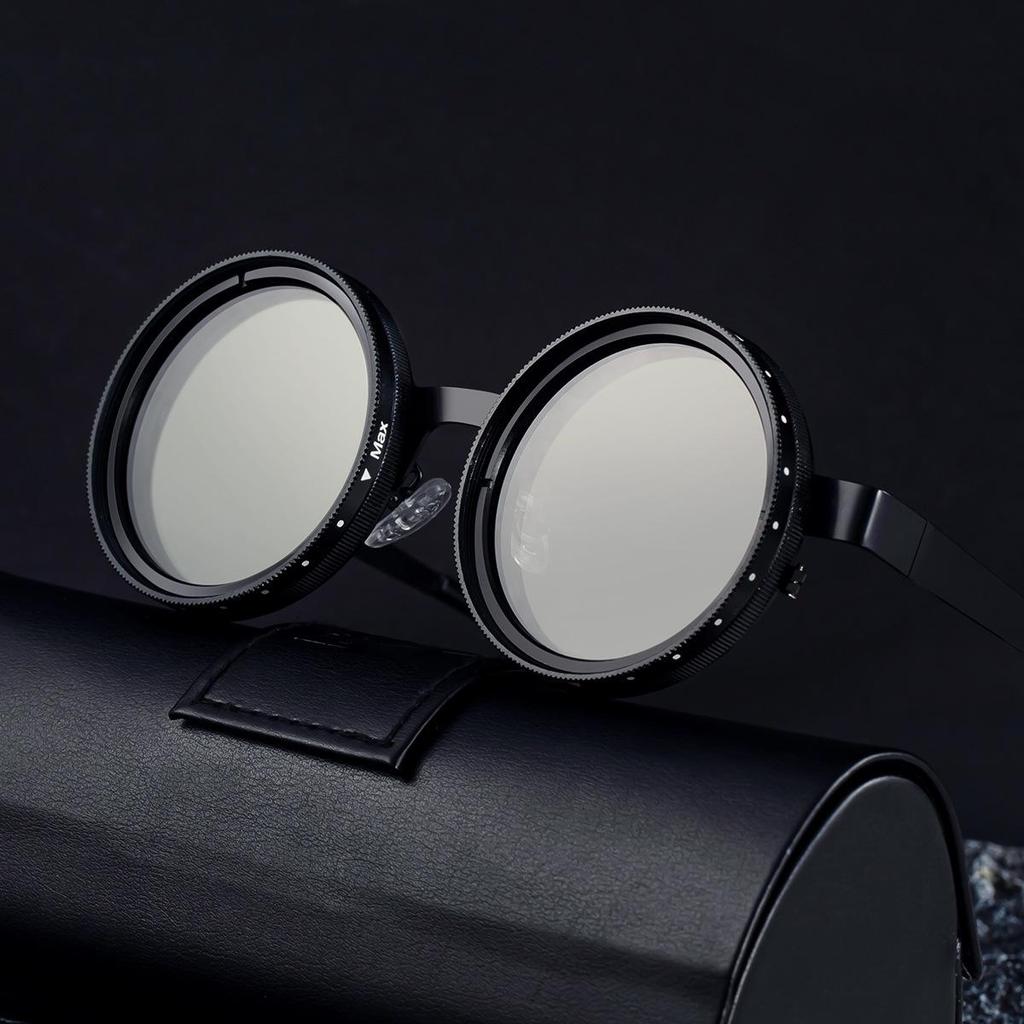 Round Frame Men's Adjustable Zoom ND Sunglasses - High-End TikTok Trendsetter