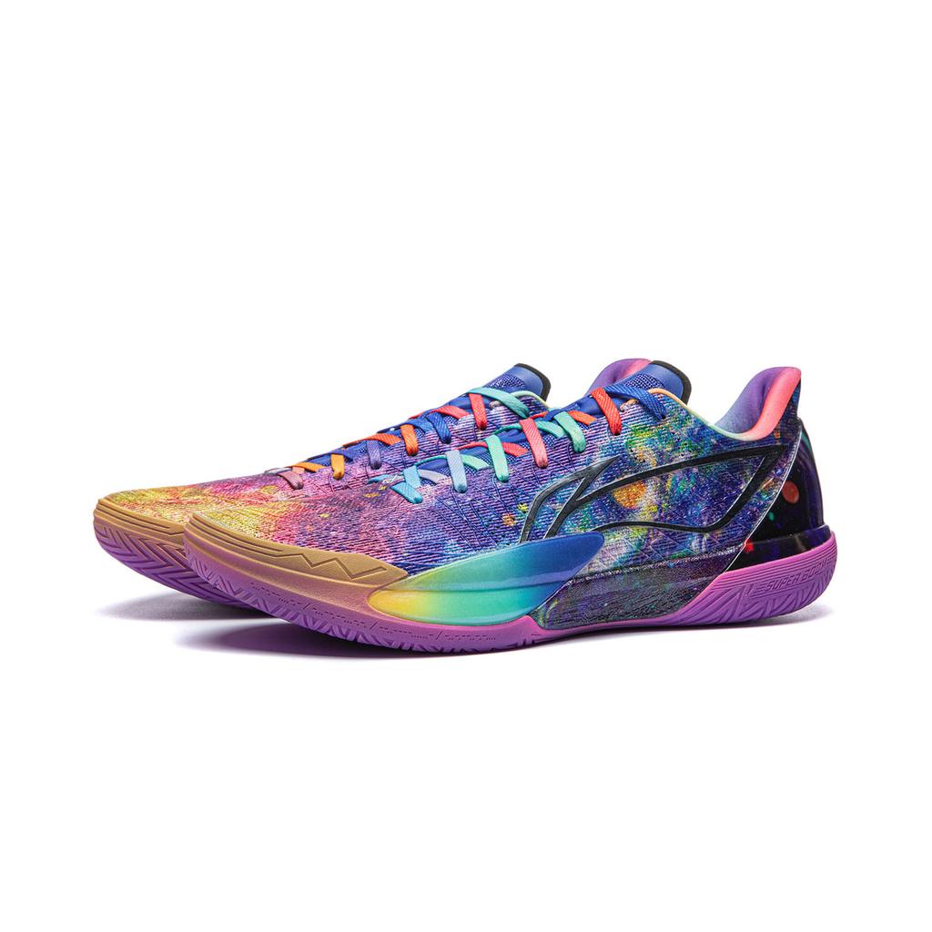 Li Ning Gamma 2 Antiderrapante Suporte Leve Cano Baixo Tênis de Basquete Masculino Laranja Azul ABAV033-13