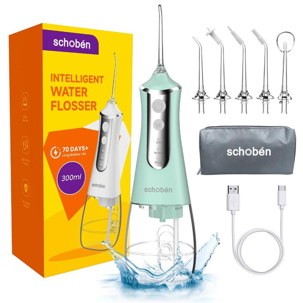 Zubní ústní irigátor Vodní nit Zubní párátko pro čištění zubů Nit Ústní mycí stroj 5 trysek 300 ml Floss Jet