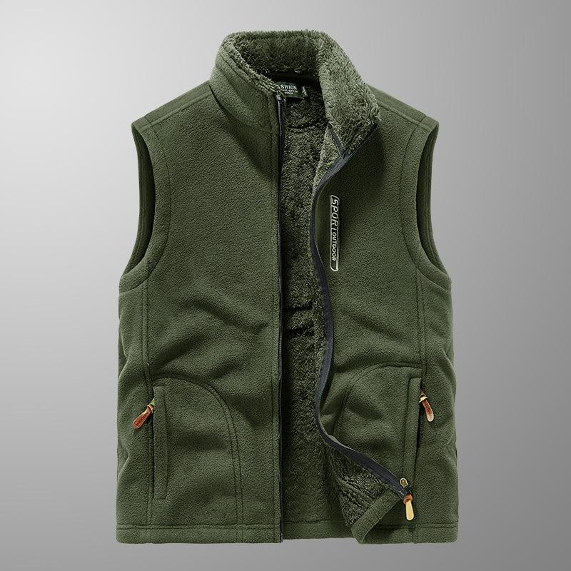 

Новый повседневный флисовый жилет с воротником-стойкой для улицы, мужской осенне-зимний свободный спортивный жилет, флисовая куртка с зажимом-лошадкой 5XL