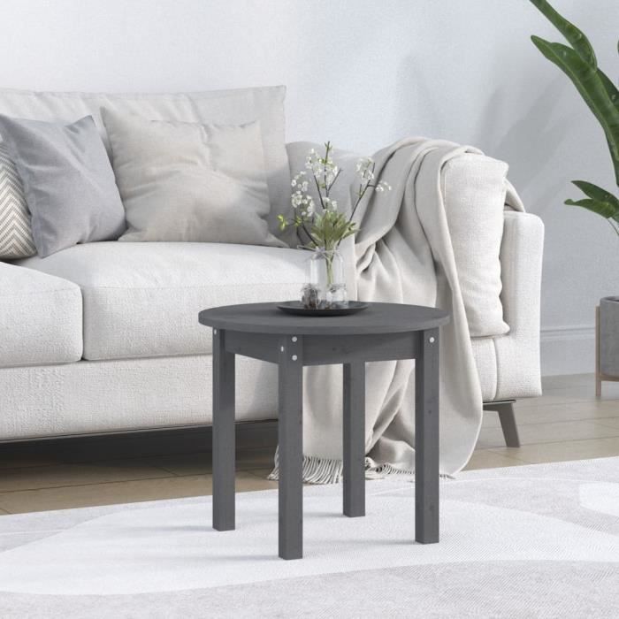 VidaXL Coffee Table Grey Ø 45x40 Cm Solid Pine Wood 822334