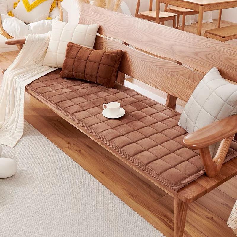 

Плюшевая подушка для дивана в стиле легкой роскоши, мягкая, удобная, всесезонная, универсальная, для сиденья дивана, утолщенная, теплая, однотонная, коврик для дивана из массива дерева 50x50cm 1pcs