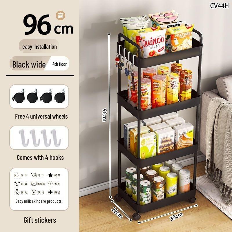 Mehrschichtiges Lagerregal mit Rollen für Küche, Wohnheim und Badezimmer