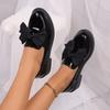 2025 Fashion Bowknot Slip On Loafers for Women Spring Solid Color Patent Leather Shoes Woman Comfort Soft Sole Platform Loafers