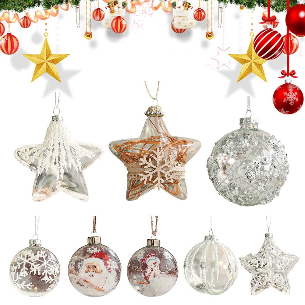 Christmas Ball Ornament White Gold Xmas Tree Hanging Bauble Pendants Christmas Decorations For Home Wedding Party