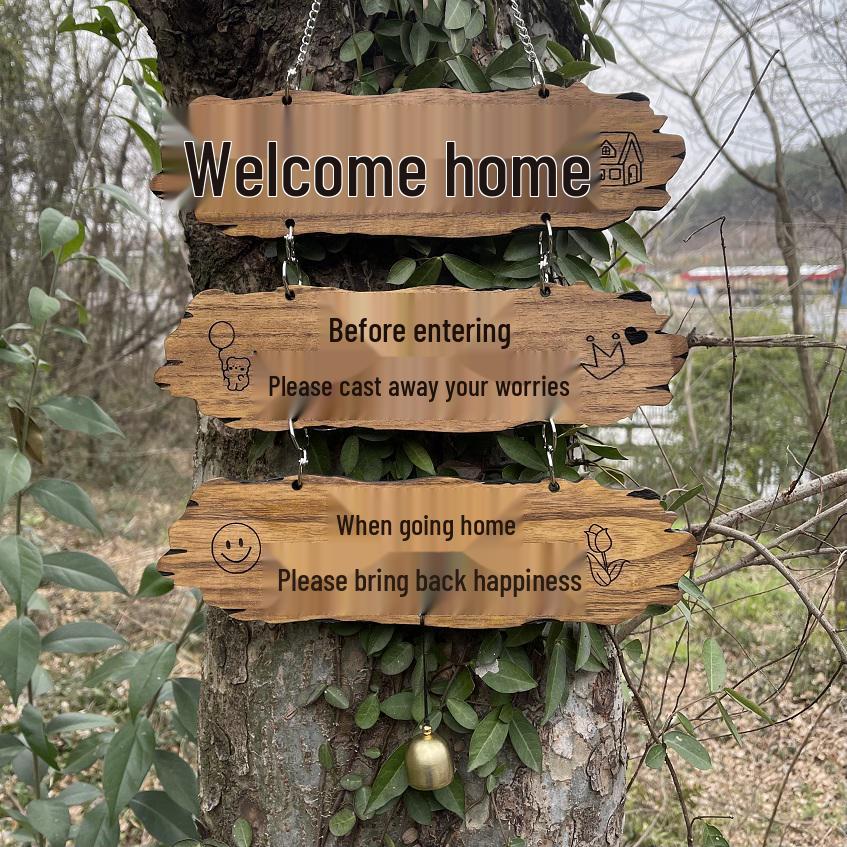 Letrero Colgante Personalizado de Madera Maciza para Puertas de Casa y Jardín