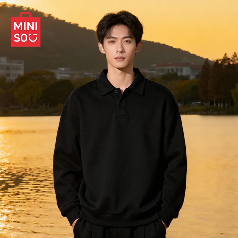 MINISO Men's Heavyweight Fleece Polo Sweatshirt