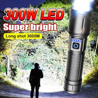 Hochleistungs-LED-Taschenlampe, wiederaufladbare Typ-C-Taschenlampe 26650, superhelle Taschenlampe mit großer Reichweite, Camping-Laterne, Angellampe