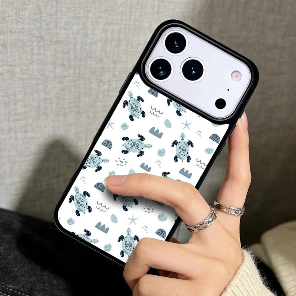Capa Case for iPhone 17 Air 16 Pro Max 15 Plus 11 13 Mini 14 12 Back Phone Cover Cute Turtles Painted