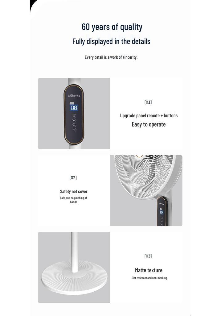 Ventilatore a Pavimento Xiaxin da 16 pollici - 8 Velocità, Telecomando Smart, Flusso d'Aria Ampio e Silenzioso