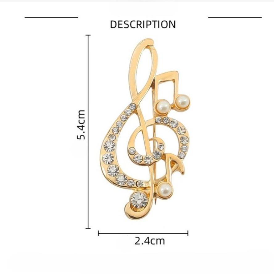 New 1 Pcs Fashion Temperament Dress Decoration Accessories Brooch Women Elegant Music Note Pearl Charm Jewelry Note Brooch