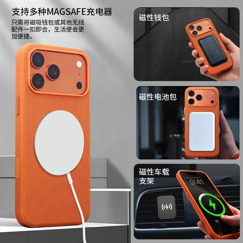 Compatible with Apple 17 Pro Max Tech Fabric Phone Case, iPhone 16 Pro Shockproof Magnetic Protective Case
