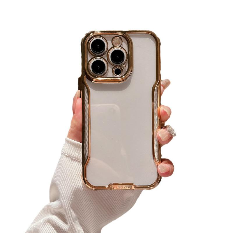 Applicable to iPhone16Promax electroplated blade mobile phone case 13 Apple 15 simple 12 four corners anti-drop transparent case
