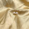 7-8mm Bread-Shaped Freshwater Pearl Earrings with S925 Silver & Gold Two-Tone High Heel Ear Hooks
