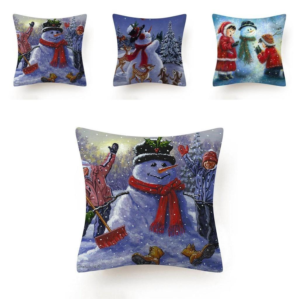 Stylish And Unique Christmas Snowman Pillow Case Perfect For Holiday Home Decor