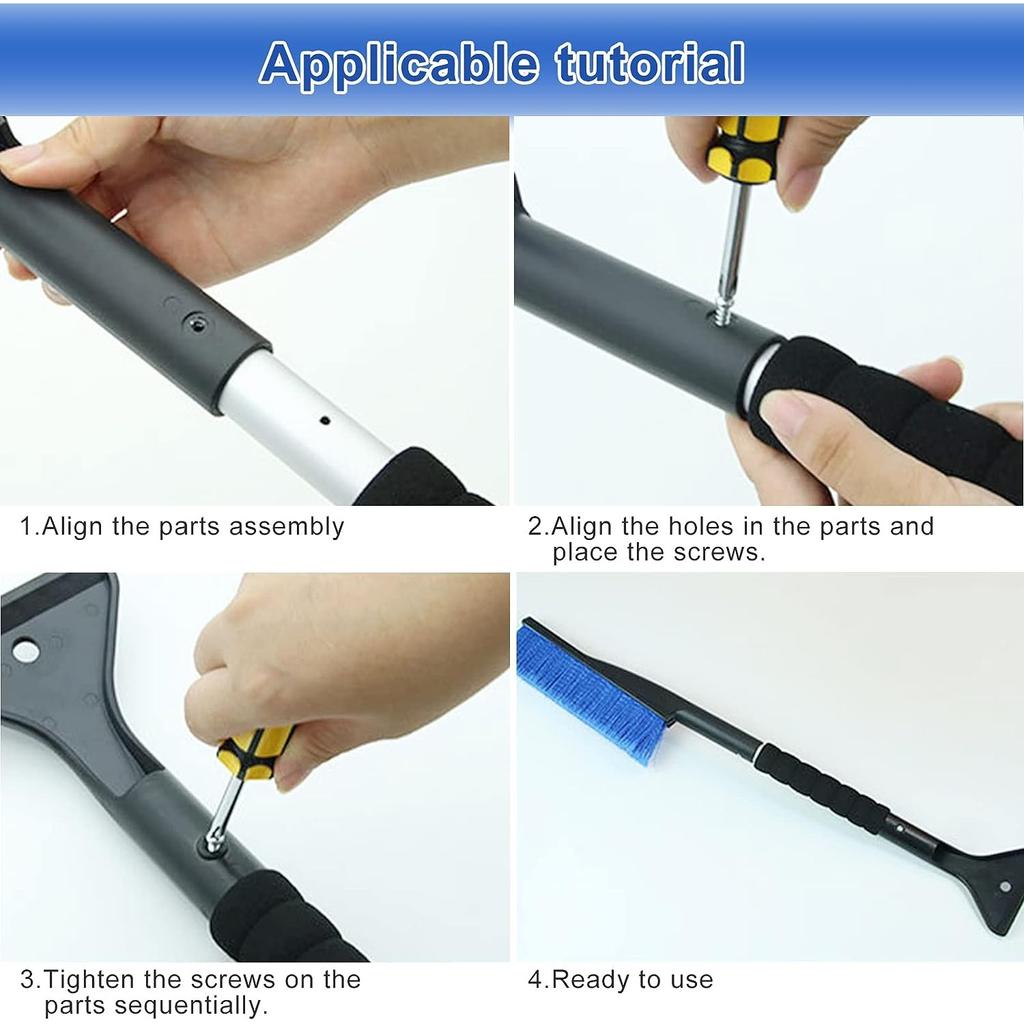 Car Ice Scraper Snow Brush, 2 In 1 Car Cleaning Brush, Snow Brush, Car Snow Brush, Retractable Winter Snow Brush with Non-Slip Foam Handle