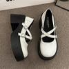 Fashion White Y2K High Heels Pumps Women 2024 Chunky Platform Mary Jane Shoes Woman Sweet Cute heart-shaped buckle Lolita shoes