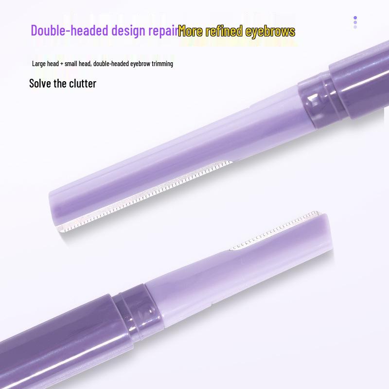 Stainless Steel Double-Headed Eyebrow Trimmer with Macro Lens & Protective Net - Safe, Anti-Scratch Shaver & Shaping Tool.