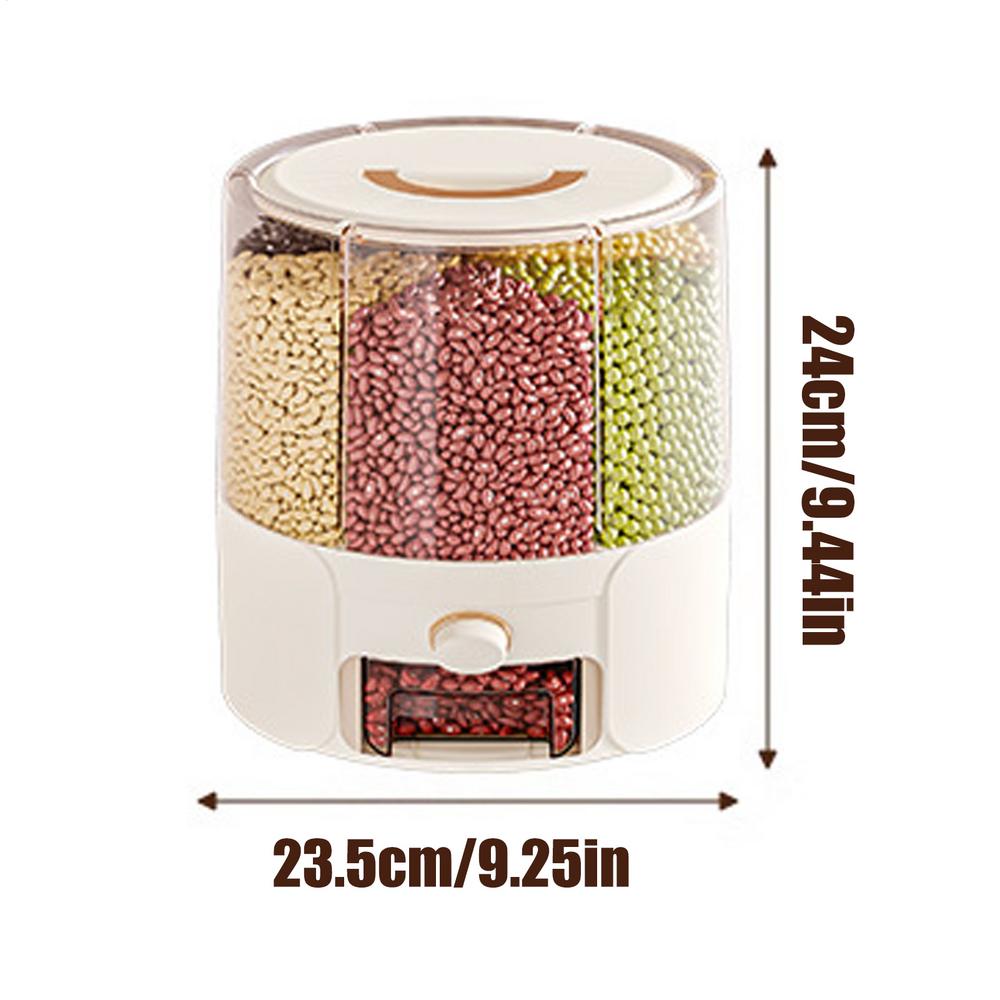Rice Dispenser Rotatable Rice Bucket Food-grade Airtight Barrel with Dividers Anti-Gnat Anti-Moisture for Pantry Restaurant