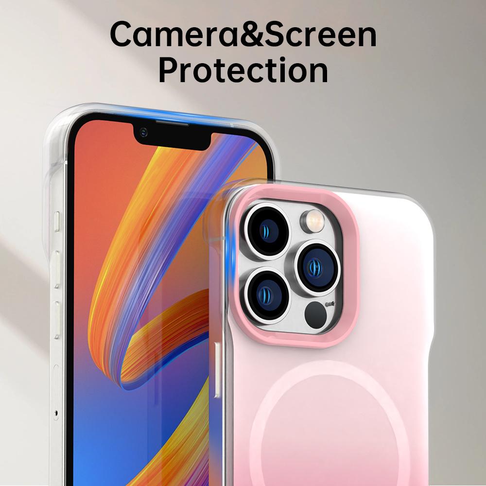 For iPhone 13 Pro Max Magnetic Case Gradient Design Borderless IMD TPU+PC+PET Phone Cover
