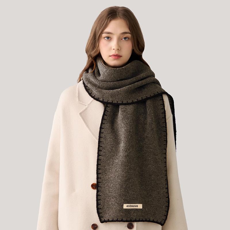 Korean Contrast Knitted Scarf Winter Keeping Warm Fashion Retro Versatile Scarf