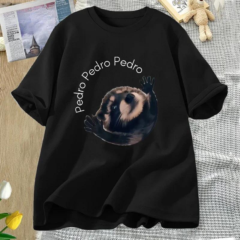 

Pedro Raccoon Tshirt Funny Trash Panda Dancing Meme Graphic T Shirts Women Animal T-shirt Short Sleeve Women Clothing y2k top 3XL