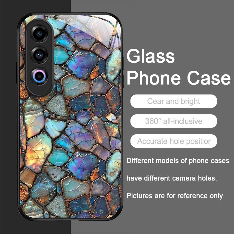 Stylish Purple-Crystal Marble Texture Tempered Glass Phone Case for Oneplus 13R 12 11 10 9 Nord CE4 3 2 Lite ACE2 ACE3 Pro Cover