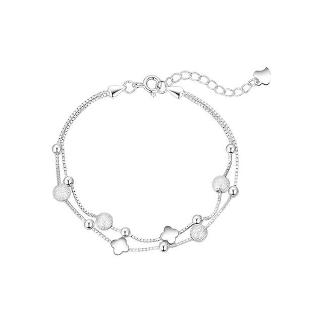 Four Leaf Clover Double-layer Bracelet, Light Luxury, Niche, Double-layer Starry Sky Bracelet, Fashionable and Versatile Accessories 16CM