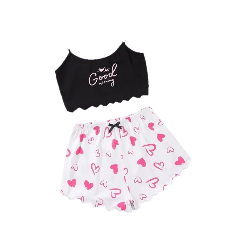 European and American Sleeveless Tank Top & Shorts Two-Piece Pajama Set for Women