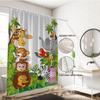 1pc Zoo Printed Waterproof Shower Curtain Bathe Partition Privacy Hanging Curtain with 12 Hooks Multiple Sizes Machine Washable