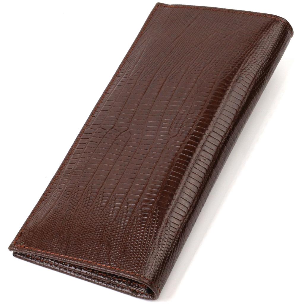 Textured Men's Vertical Wallet Made of Genuine Leather with Embossed CANPELLINI 21899 Brown
