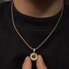 Golden Sunflower Tiger's Eye Stone Inlaid with Titanium Steel Necklace, Men's and Women's Whole Body Titanium Steel Versatile High-end Sweater Chain