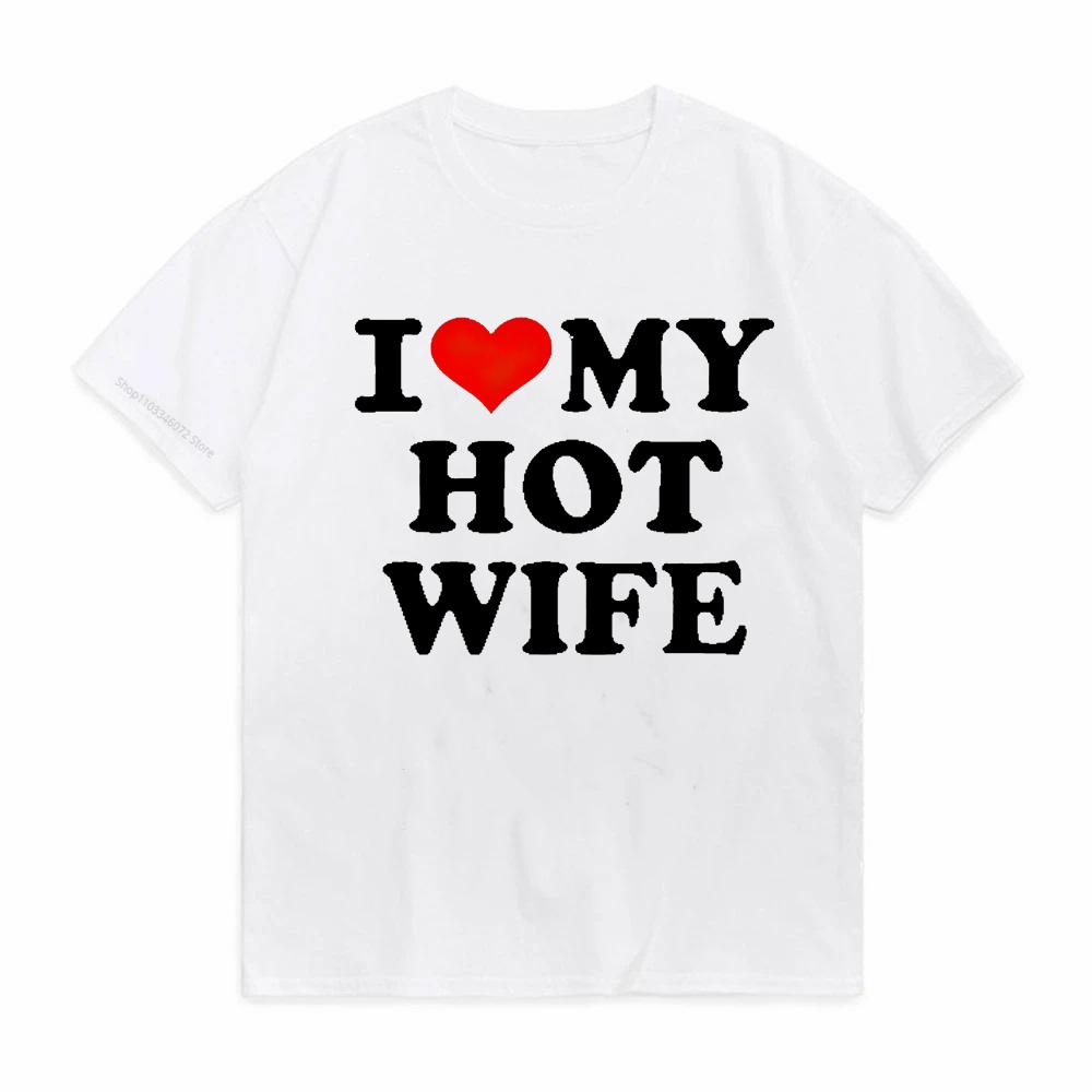 Ich liebe meine Frau Herren T-Shirts Lustige Grafik-Tops Y2k Streetwear Modetrend Kurzarm-T-Shirts