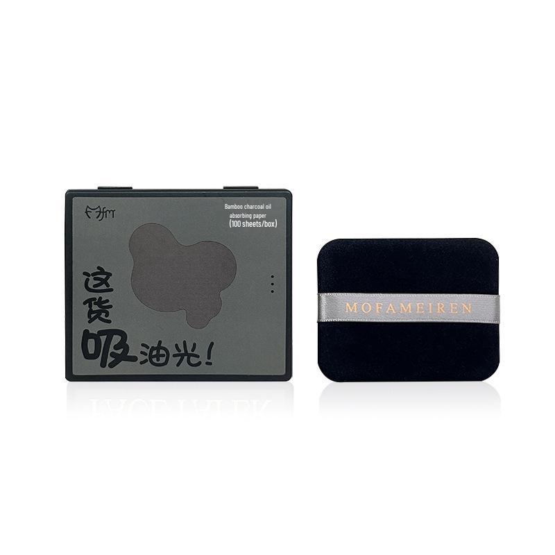 Convenient Oil Blotting Paper with Puff for Female Students – Refreshes and Controls Facial Shine