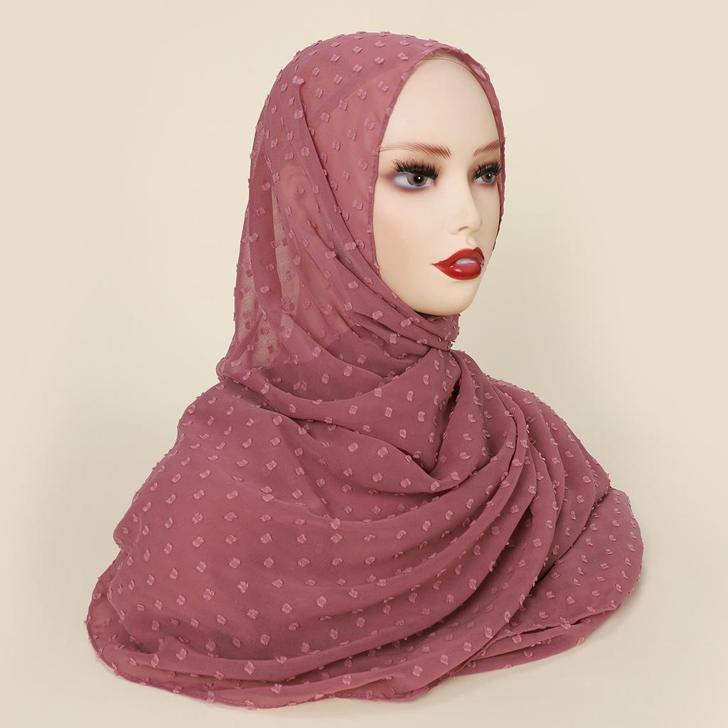 New Arrival Premium Chiffon Mini Pleated Pom Pom Shawl Non-Iron Wrapped Chiffon Pleated Hijab