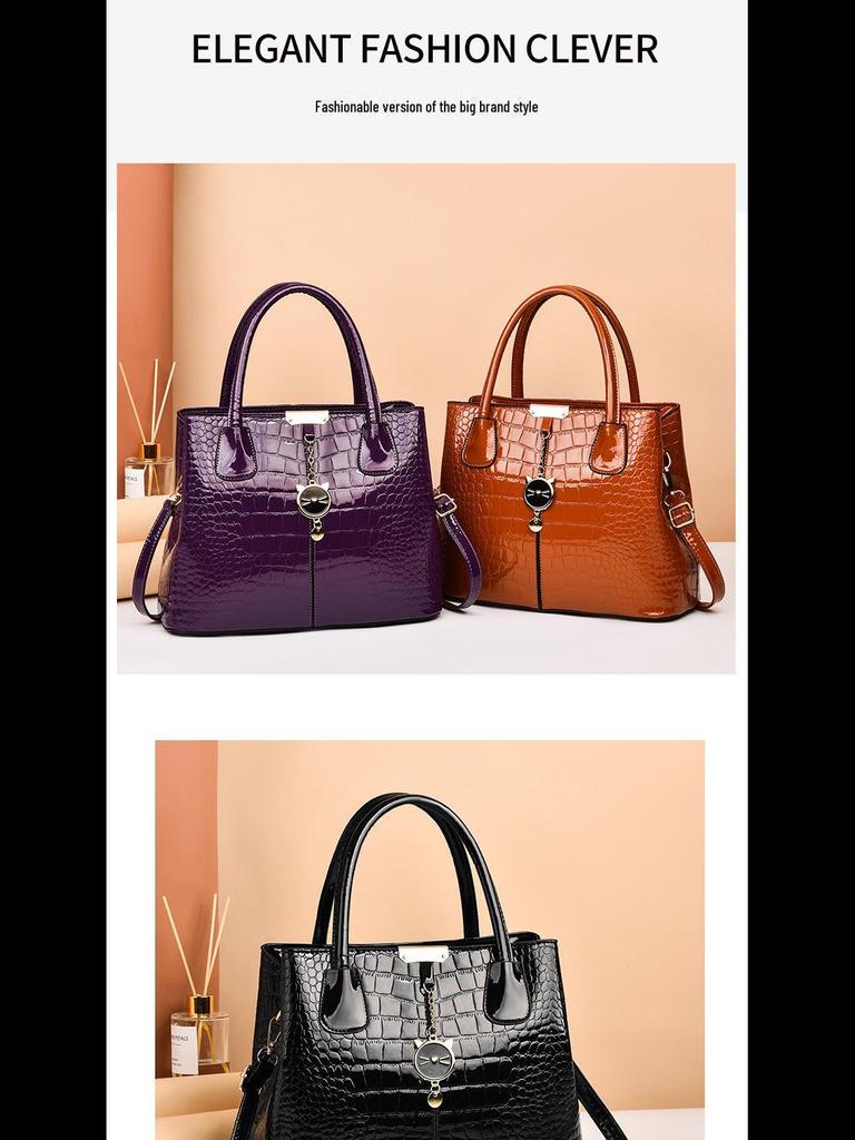 2024 Herbst/Winter Steinmuster Große Kapazität Umhängetasche - Damen Helle Lederhandtasche