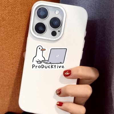 2 szt. Urocze Naklejki z Gęsią na Laptop Odpinane Naklejki na Laptop Wodoodporne Naklejki Dekoracja Komputera Notatnika Prezent dla Dorosłych