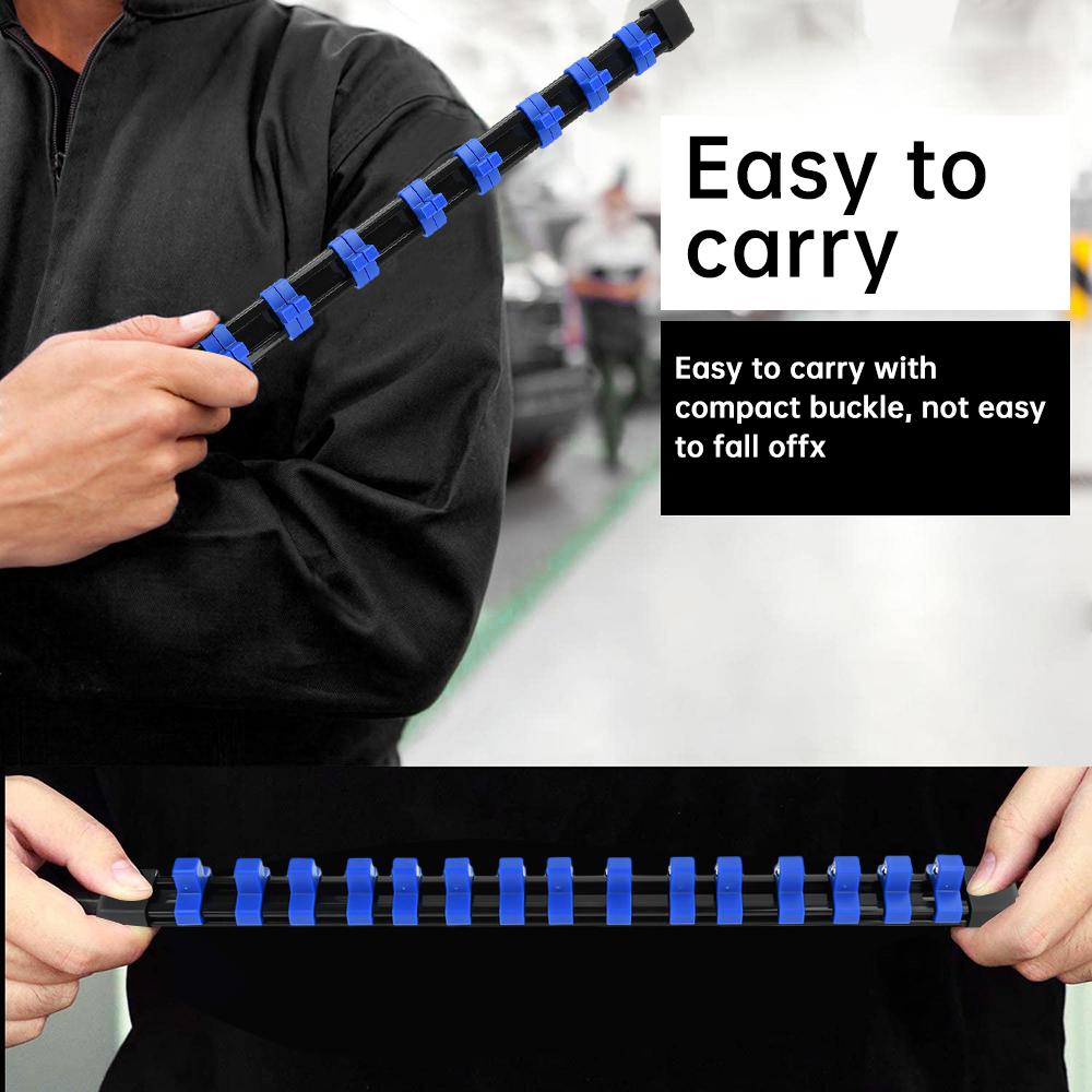 Organised Hand Sleeve Racks Tool Storage Socket 1/4" 3/8" 1/2" Multiple Sizes Holder Removable Design-Smooth Sliding and Durabl