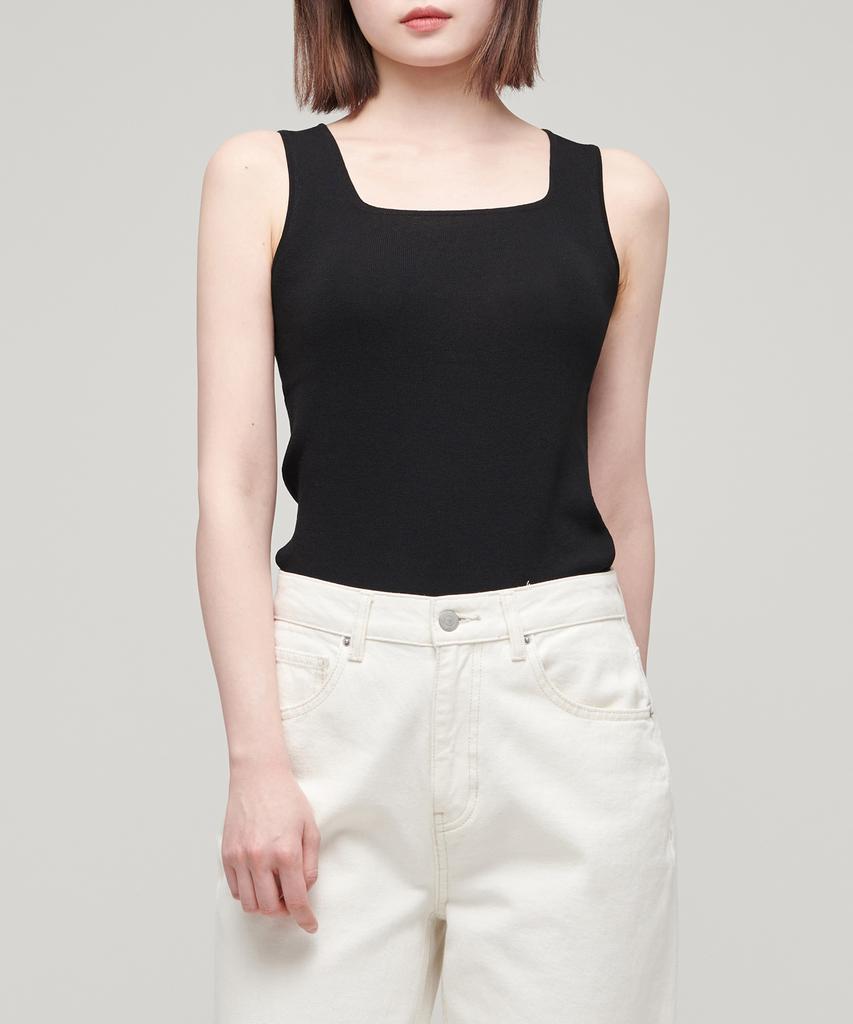 MUSINSA STANDARD WOMAN Women'S Square Neck Knit Sleeveless Top [Black]